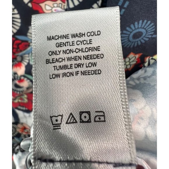 John Mark Womens Mixed Print Boxy Blouse Size XL Blue Red Patchwork Button Down - Picture 13 of 13